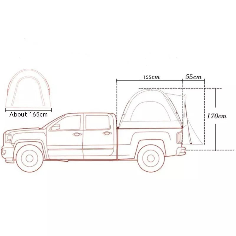 Gray multi-function tent for car rear box, spacious shelter for outdoor adventures