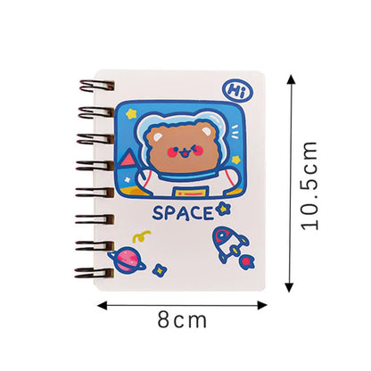 Astronaut Flipped Portable Pocket Notebook showing 10.5cm x 8cm dimensions with space character cover design