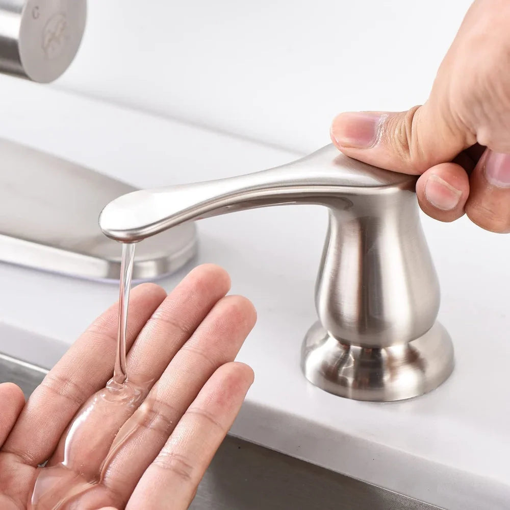 Electroplated kitchen sink hand press accessory with ABS construction in four finish options