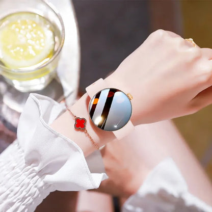 Smart watch for women with circular colour screen and metal wrist strap