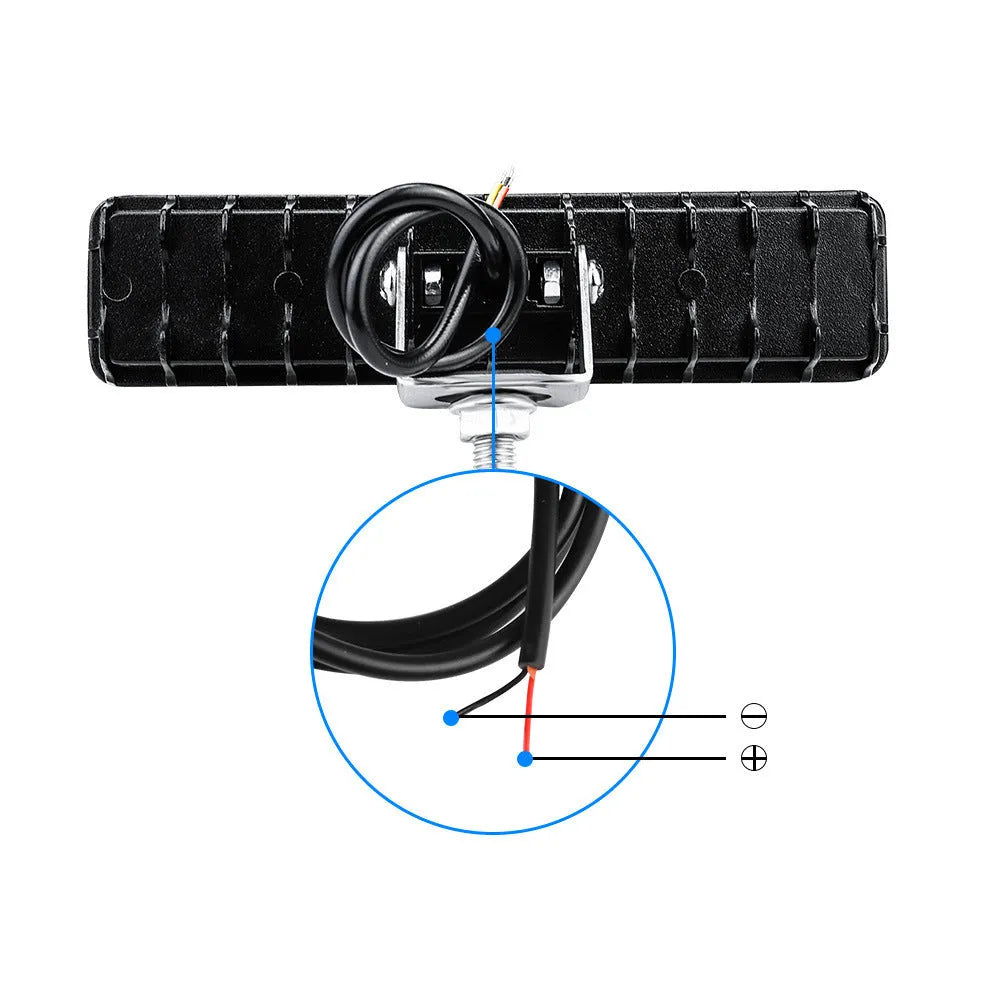 Pack of four rectangular aluminium LED work lights for car and truck modification.