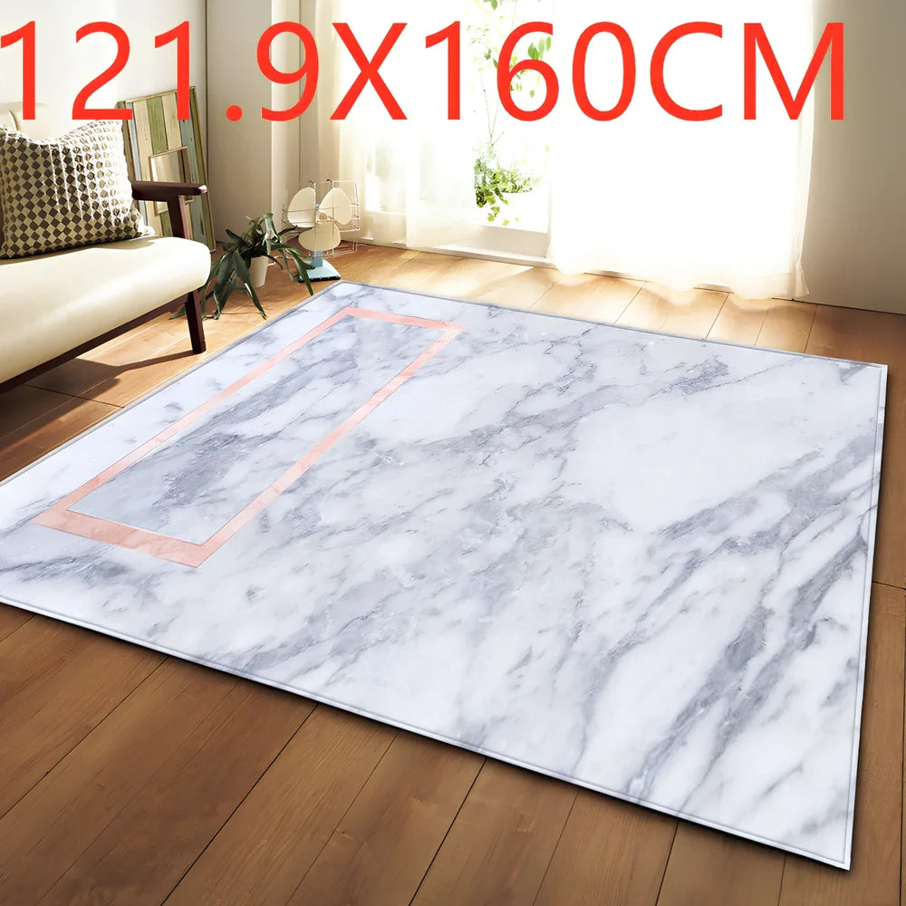 Rectangular polyester fibre carpet with marble pattern in 121.9x160cm and 50x80cm sizes