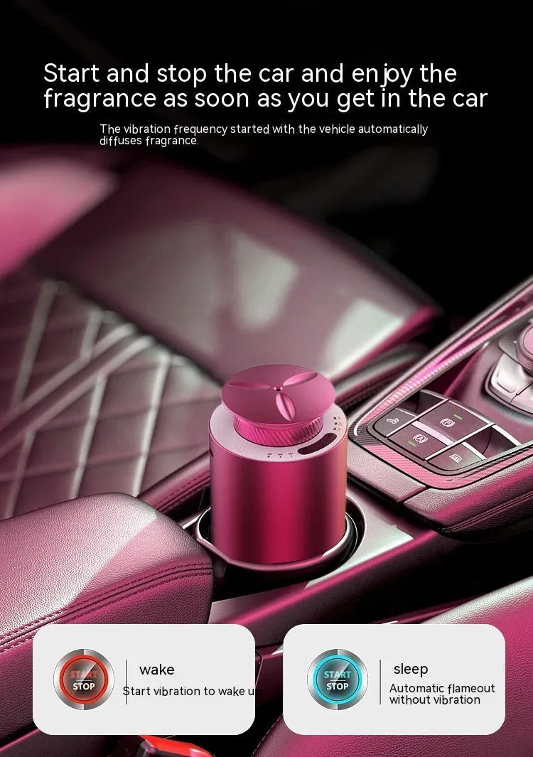Portable metal car aroma diffuser in column design with touch button and rechargeable battery