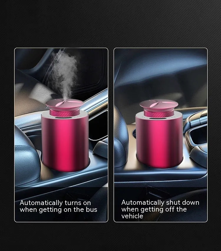 Portable metal car aroma diffuser in column design with touch button and rechargeable battery