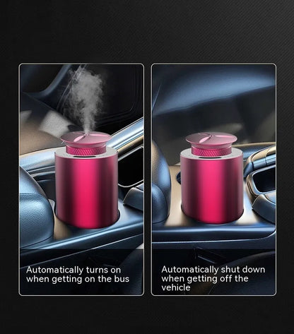 Portable metal car aroma diffuser in column design with touch button and rechargeable battery