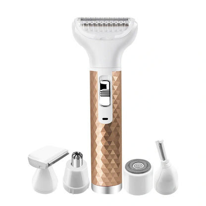 Portable electric razor for women with 5-in-1 functionality for painless hair trimming