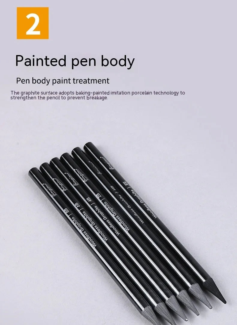 Carbonized Pencil Suit with six graphite and three carbonized pencils on suction card packaging