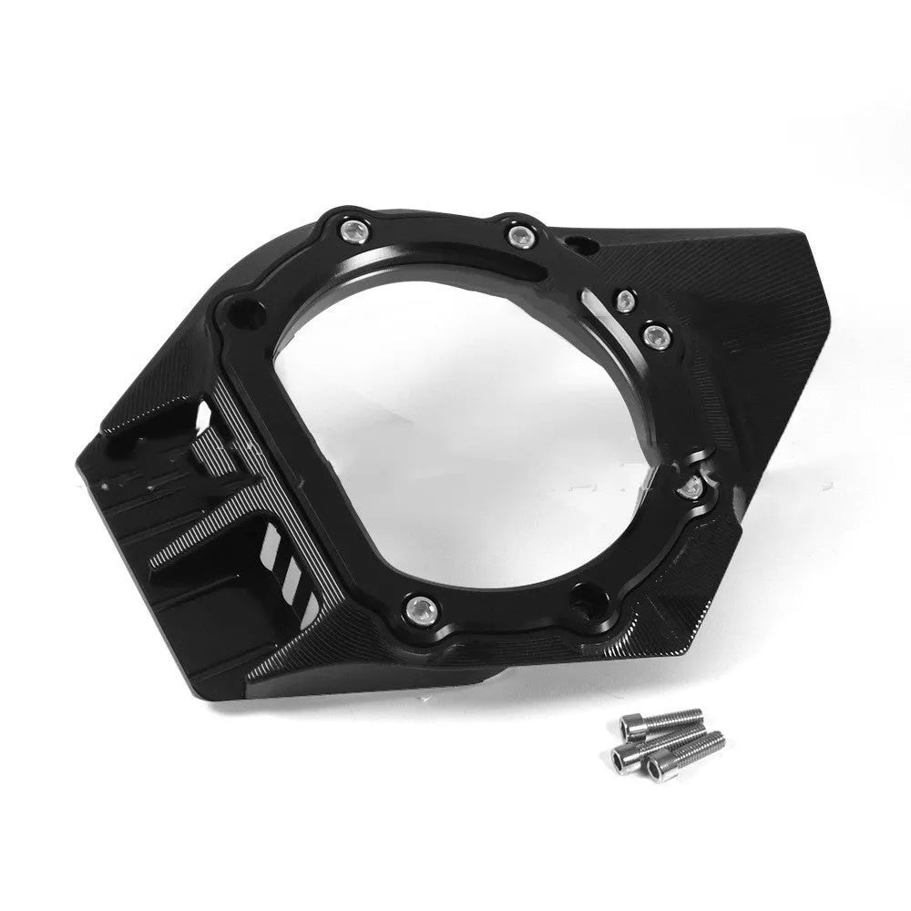 Vespa Primavera clutch intake cover in metallic finish shown on a scooter engine.