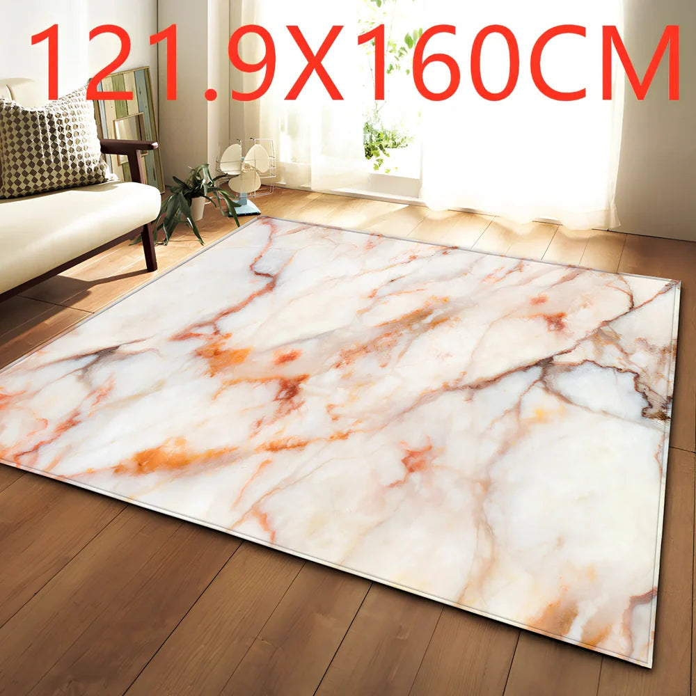 Rectangular polyester fibre carpet with marble pattern in 121.9x160cm and 50x80cm sizes