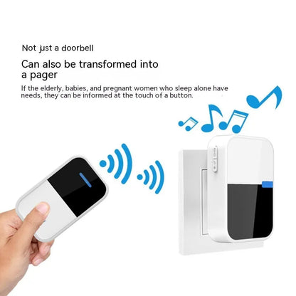 White plastic wireless doorbell receiver and beeper with self-generating power, 150m range