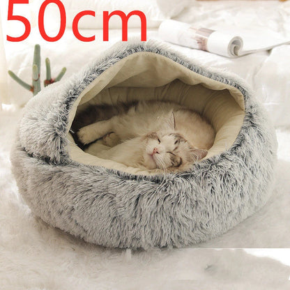 Cozy pet bed with plush and warm fabric for cats and dogs