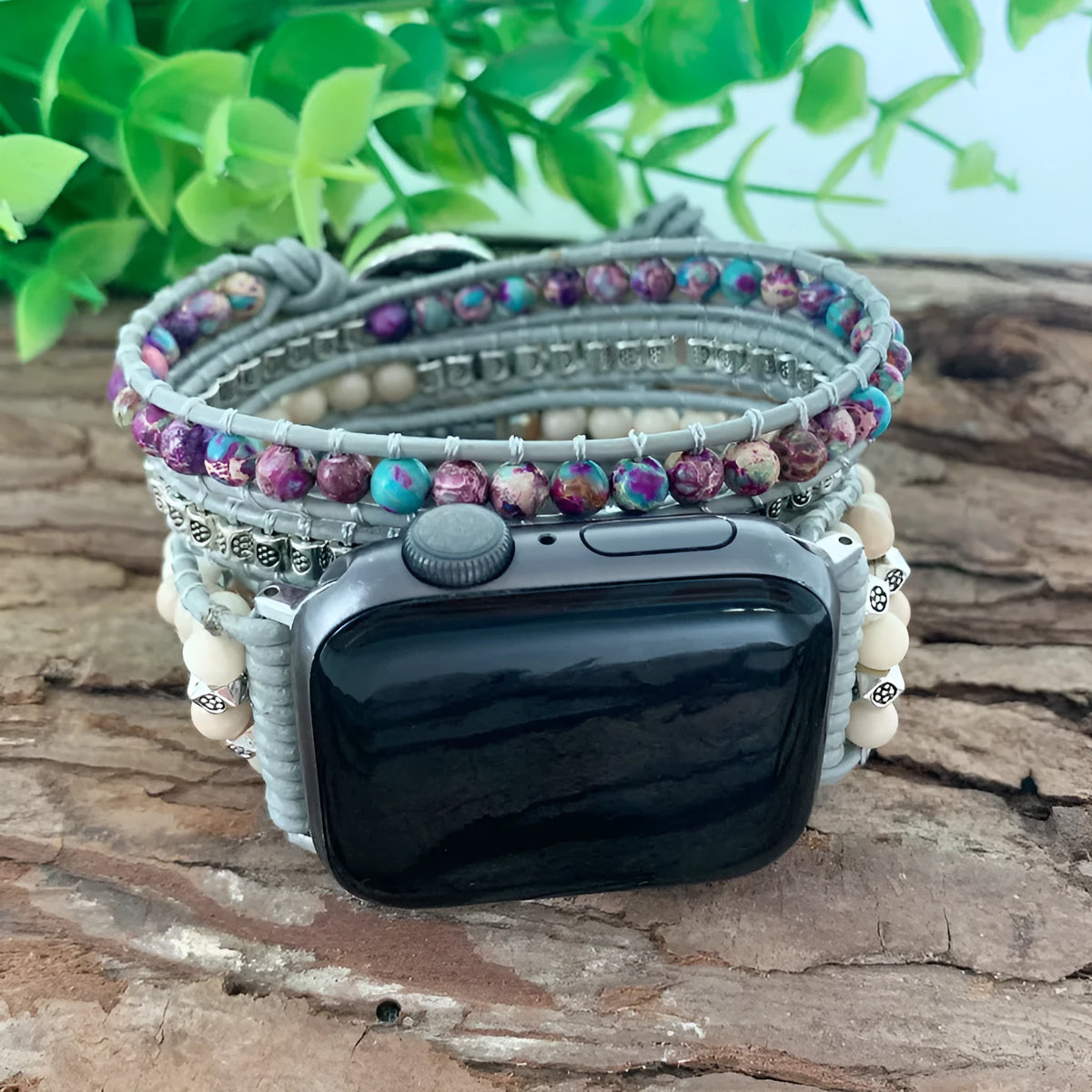 Natural stone multi-layer winding bracelet strap in 38-41mm and 42-45mm size options