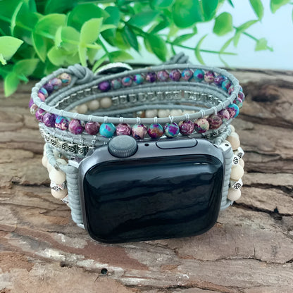 Natural stone multi-layer winding bracelet strap in 38-41mm and 42-45mm size options