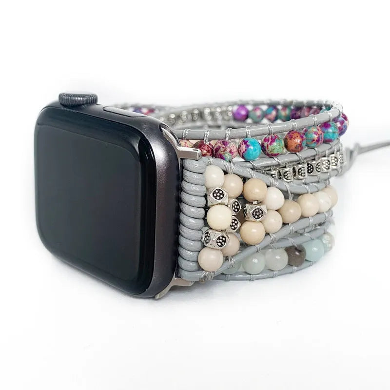 Natural stone multi-layer winding bracelet strap in 38-41mm and 42-45mm size options