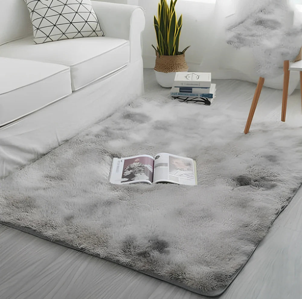 Nordic tie-dye gradient carpet with machine-woven polyester construction in multiple colour options