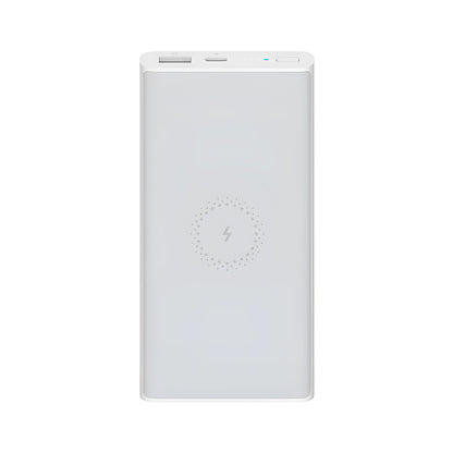 Black or white 10000mAh power bank with USB Type-C input and wireless charging surface