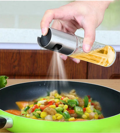Gold ABS and glass kitchen oil vinegar spray bottle with push-pump mechanism