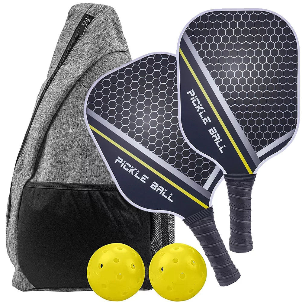 Carbon Fiber Pickleball Set with graphite color printing and storage bag