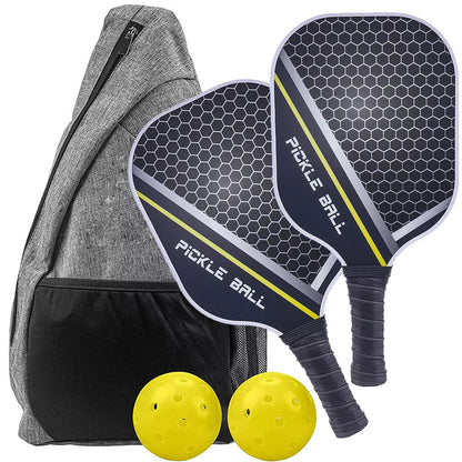 Carbon Fiber Pickleball Set with graphite color printing and storage bag