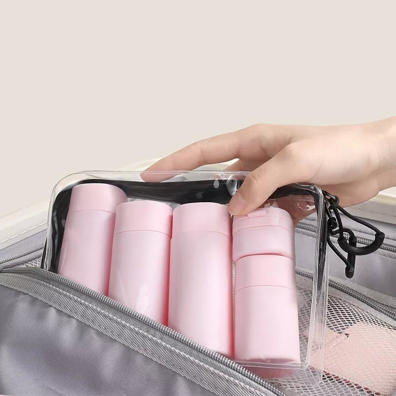 Travel Portable Filling Set Lotion Bottle in acrylic/PMMA, available in white, pink, gray, and green
