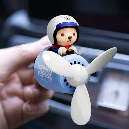 Blue teddy bear car vent aromatherapy ornament with dimensions 52x60x53mm
