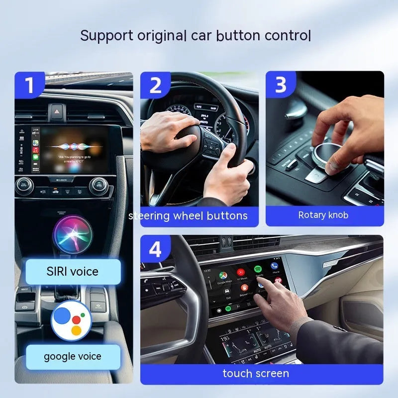Car audio and video entertainment conversion box with ABS PC construction measuring 76mm