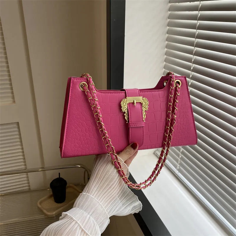 Women's PU small square crossbody shoulder bag with single strap, sandwich pocket, and phone bag in black, white, green, orange, or rose pink