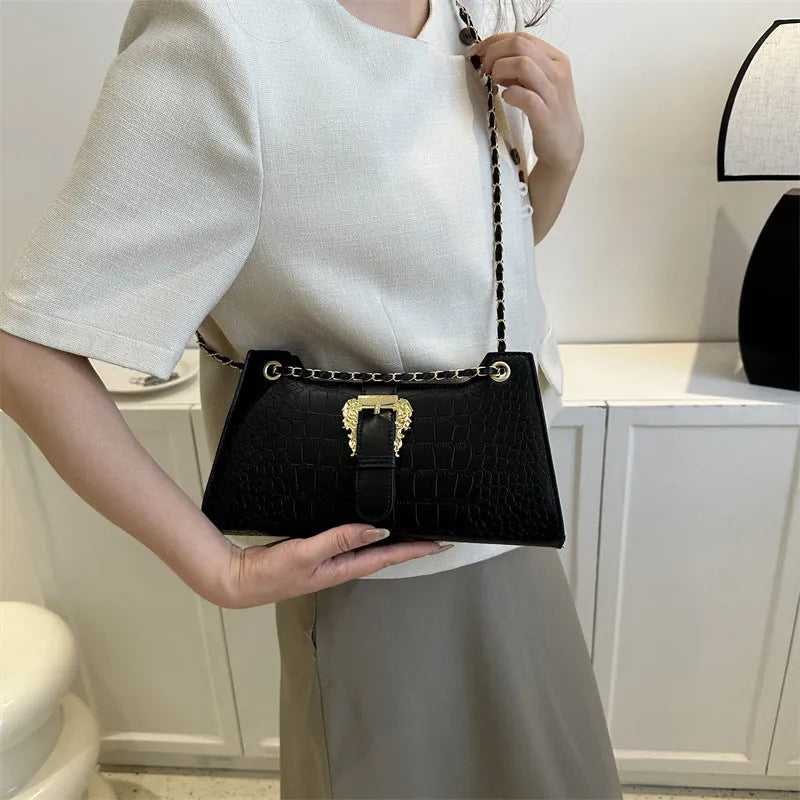 Women's PU small square crossbody shoulder bag with single strap, sandwich pocket, and phone bag in black, white, green, orange, or rose pink
