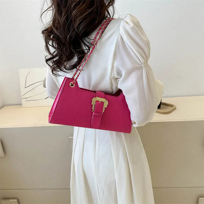 Women's PU small square crossbody shoulder bag with single strap, sandwich pocket, and phone bag in black, white, green, orange, or rose pink