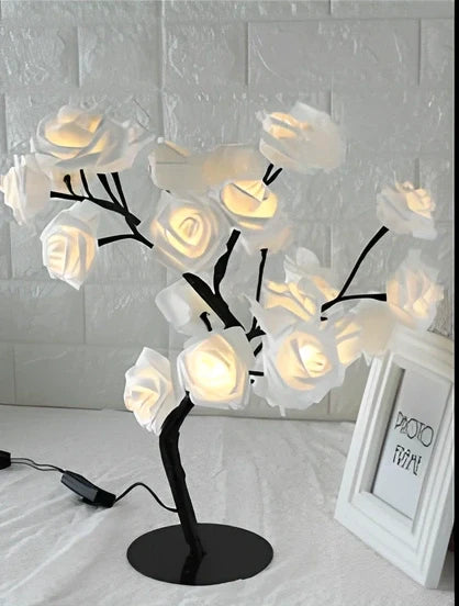 LED simulation small flower tree lamp with warm light illumination in White pink colour option