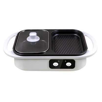 Green electric roasting pot with knob control, 20cm diameter cooking surface