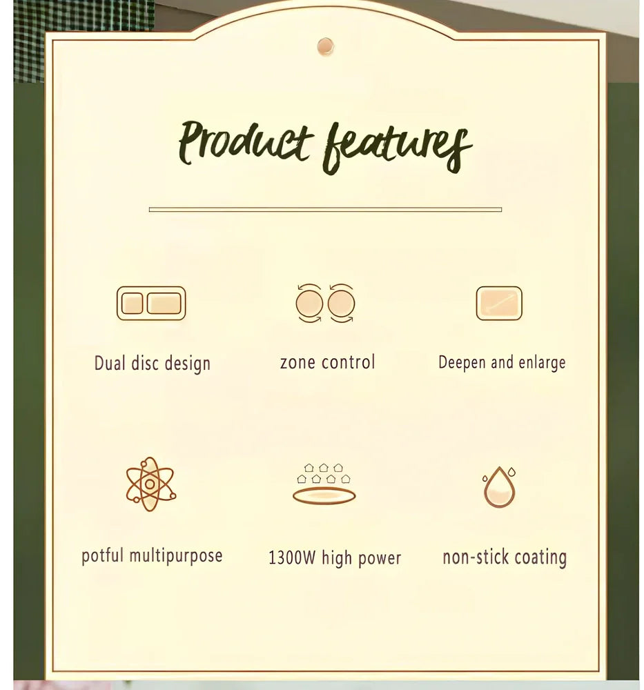 Green electric roasting pot with knob control, 20cm diameter cooking surface