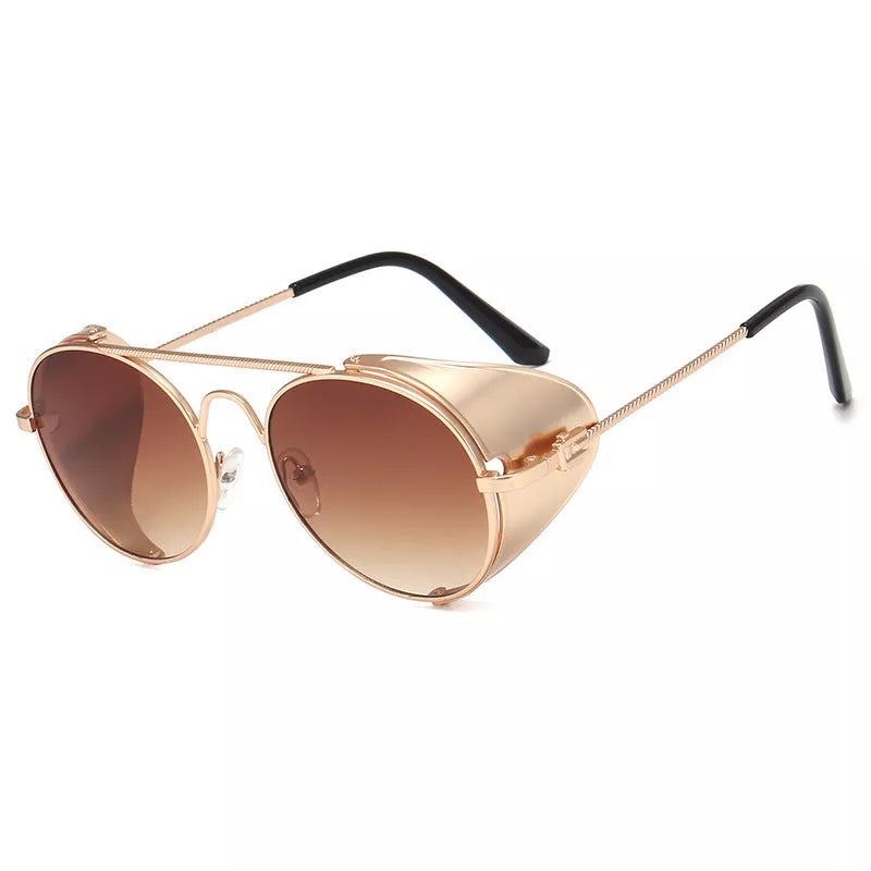 Steampunk sunglasses with metal frame and UV400 protection in various colors