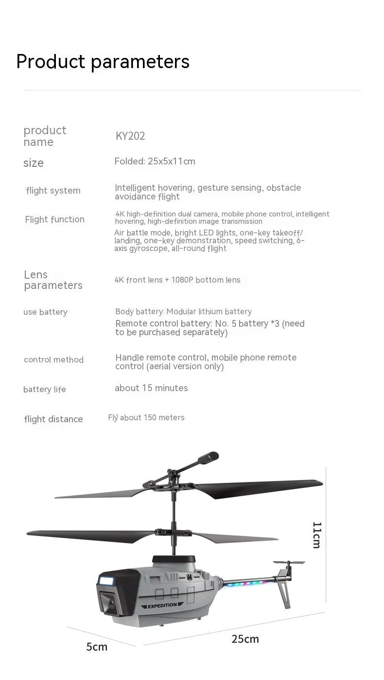 Heifeng reconnaissance UAV helicopter drone with plastic body under 30cm with obstacle avoidance and gesture control