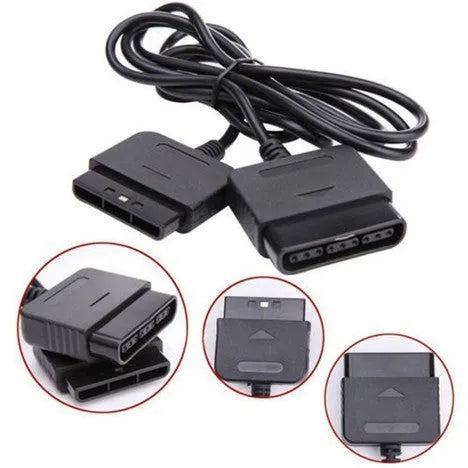 Black plastic PS2 extension cable with PS2 interface for controller or handle connection.