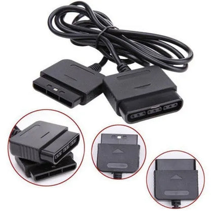 Black plastic PS2 extension cable with PS2 interface for controller or handle connection.