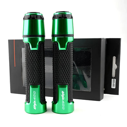 Kawasaki motorcycle silicone handlebar grips with diamond-pattern texture in multiple colours