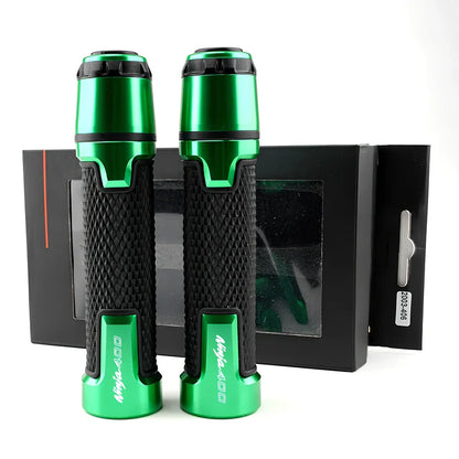 Kawasaki motorcycle silicone handlebar grips with diamond-pattern texture in multiple colours