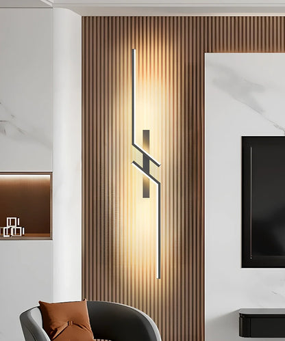 Modern minimalist strip wall lamp in black or gold, 60-120cm length with 3-colour LED lighting