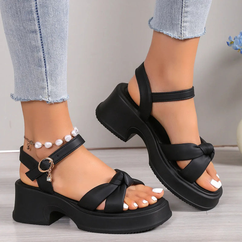 Thick heel slippers with skirt design, black high heel house shoes with rubber sole, available in sizes UK 35-41 in beige, black, and green colours