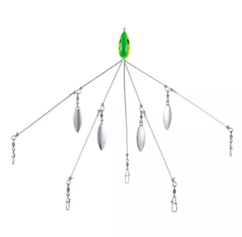 Bassdash Umbrella Fishing Lure with 5 swivels and metal sequins for enhanced fish attraction