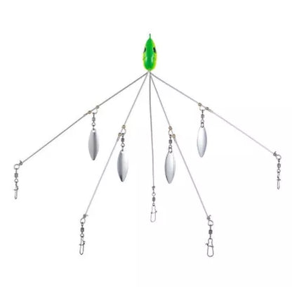 Bassdash Umbrella Fishing Lure with 5 swivels and metal sequins for enhanced fish attraction