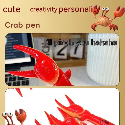 Crab-shaped clip ballpoint pen with spring mechanism that moves when pressed