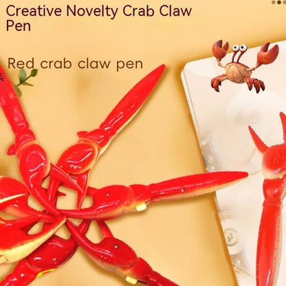 Crab-shaped clip ballpoint pen with spring mechanism that moves when pressed