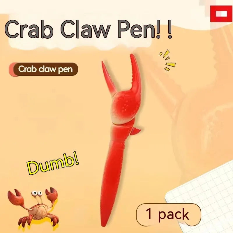 Crab-shaped clip ballpoint pen with spring mechanism that moves when pressed