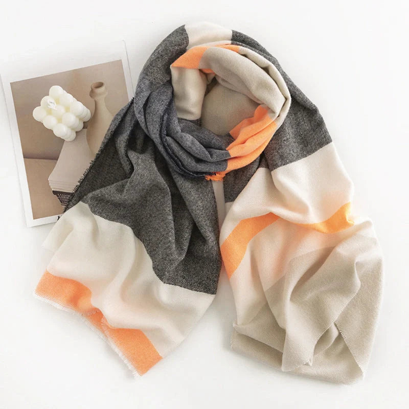 Stylish herringbone pattern artificial cashmere scarf for women in various colors