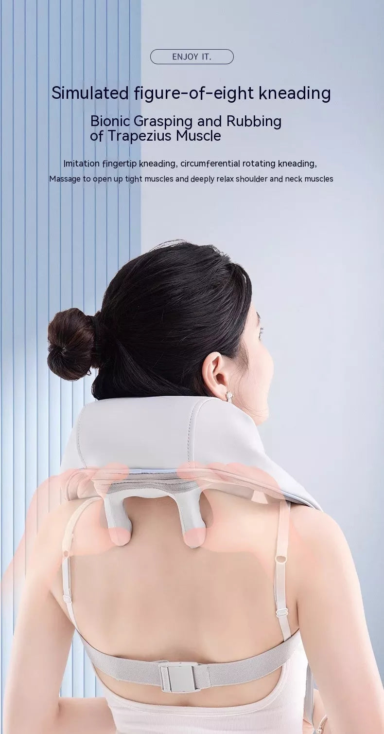 Rechargeable cervical oblique muscle massager with hot compress feature for neck and shoulder pain relief