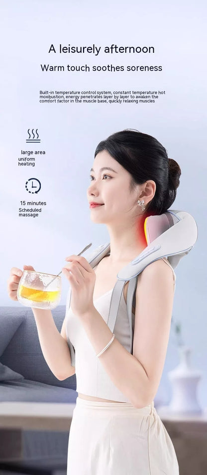 Rechargeable cervical oblique muscle massager with hot compress feature for neck and shoulder pain relief