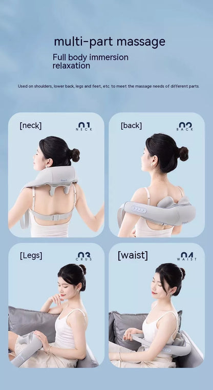 Rechargeable cervical oblique muscle massager with hot compress feature for neck and shoulder pain relief