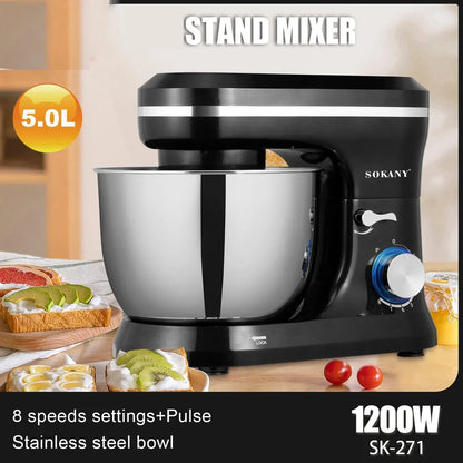 Black desktop stand mixer with 3-speed control for baking and whipping applications